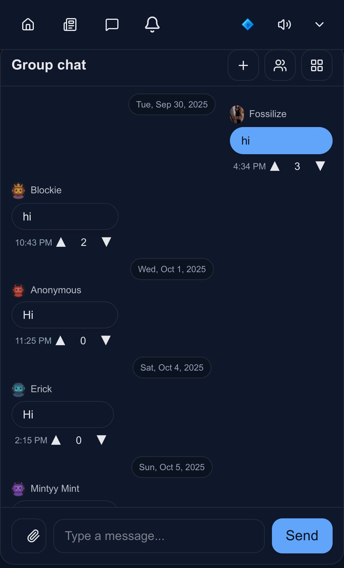 Group chat interface